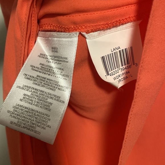 BCBGMaxAzria Lana One Shoulder Vibrant Ambrosia Coral Drapped Top large - Picture 3 of 4